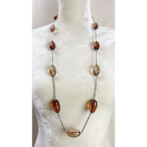 Cookie Lee Long Silver Beaded Necklace